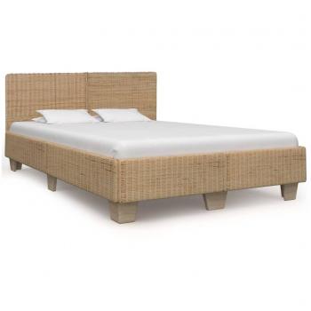 Estructura de cama en ratán auténtico tejida a mano 140x200 cm color marrón