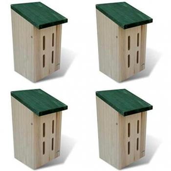vidaXL Set 4 Cajas Casa Nido-refugio para Mariposas Techos Verdes Madera Maciza Jardín