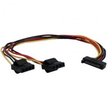 Cabo de Alimentación SATA Y 1x SATA Macho a 2x Molex 4 Pines Hembra - 30 cm