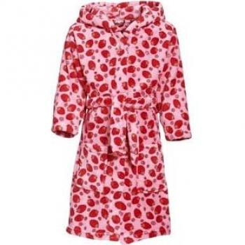 Playshoes Girls Pink Strawberry Fleece Bathrobe