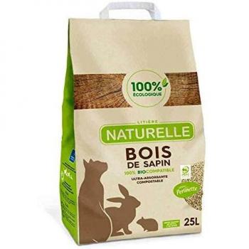 Arena Perlinette Bois de Sapin para gatos - 2 x 25 litros (20 kg) y Arena Perlinette Bois de Sapin para gatos - 25 litros (10 kg)