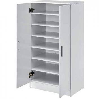Zapatero Estante de 7 Niveles con 2 Puertas - Tablero Aglomerado Blanco 108 x 55 x 35 cm