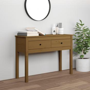 Mesa consola de madera maciza de pino 100x35x75 cm en color natural, blanco y gris; mesa de sofá, mesa de entrada para salón, consola de entrada, mueble recibidor, mesita auxiliar