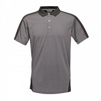 Regatta Professional Men's Quick-Dry Contrast Coolweave Polo Shirt - Seal Grey/Black, Size XL