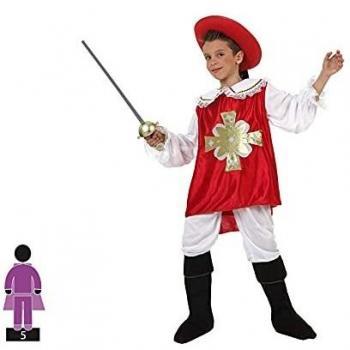 Disfraz de Mosquetero Infantil Blanco y Rojo para Niños de 3 a 4 Años