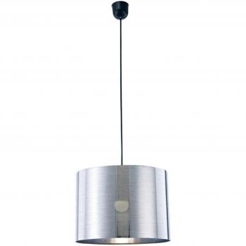 Lámpara colgante Dako Black de 1 bombilla E27, pantalla cilíndrica de cromo metálico, dimensiones 32,5 cm x 25 cm
