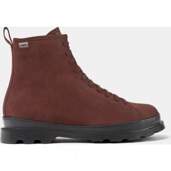 Camper Brutus Men's Burgundy Leather Ankle Boots with Hydroshield® Technology