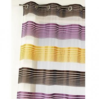 Visillo de organza con finas rayas horizontales en color violeta y parme 140x240 cm