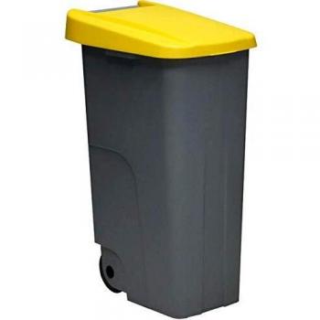 Denox DEN034 Contenedor Reciclo 110 litros Cerrado, Amarillo, 420x570x880 mm