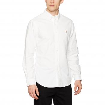 Polo Ralph Lauren, camicia unita in cotone oxford, slim fit, colore bianco., Bsr white, XXL