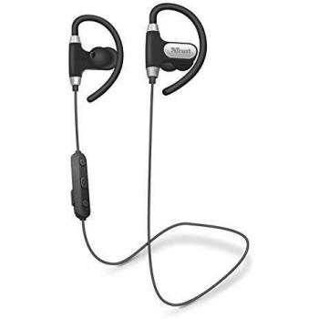 Trust Usan Auriculares inalámbricos para la práctica Deportiva, con autonomía de hasta 6 Horas, Negro