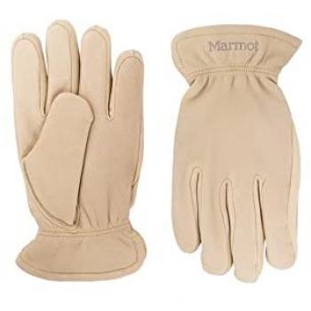 Guantes Marmot Basic Work de cuero forrados para hombre, color beige claro, talla L