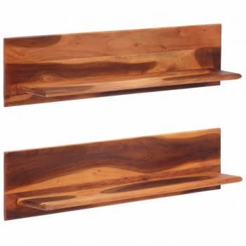 Estantes de pared 2 piezas 112x20x26 cm Madera maciza de Acacia Marrón