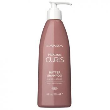 L'Anza Healing Curls Butter Shampoo 236 ml - Champú reparador para cabello rizado, definición de rizos, no degrada el color ni deshace los rizos, sin parabenos ni sulfatos