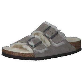 Birkenstock Arizona Shearling Slip-On Sandals - Gray, Women's Size 40