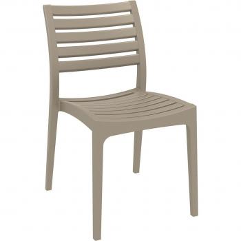 Ares Polypropylene Indoor and Outdoor Cafe Bistro Side Chair - Taupe