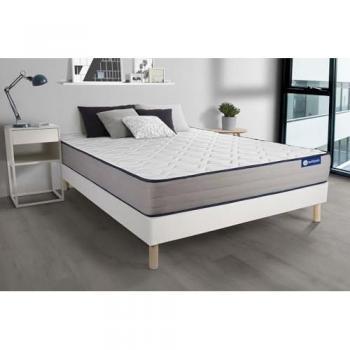 Pack Somier blanco + Colchón Actilatex de 135 x 190 cm con látex y espuma viscoelástica, 5 zonas de confort