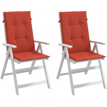Cojines para silla con respaldo alto 2 uds tela roja melange 120x50x4 cm