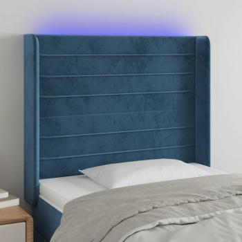 Cabecero LED de Terciopelo Azul Oscuro 103x16x128 cm con Iluminación Integrada