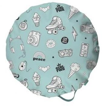 Puff Redondo Polipiel Tamagochi para Exterior e Interior con Relleno de Bolitas - Producto Español