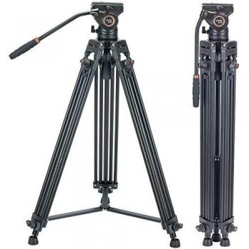 Sistema de trípode de Video, Cayer 72 Pulgadas BV30L-Camcorder Sistema de trípode Pierna de Aluminio, K3 Fluid Head, Carga máxima 13.2 LB, DSLR Shooting, Plus 1 Bonus Quick Release Plate