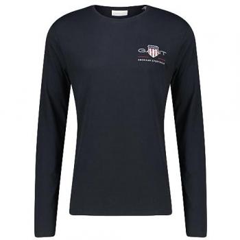 Camisa de Manga Larga GANT para Hombre - Regular Fit Archivos Escudo, Algodón, Color Negro, Talla L