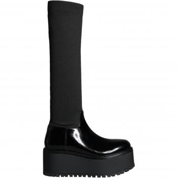 Dolce & Gabbana Black Leather Knee High Boots - Female, Size: EU39/US8.5 (9 US, 6 UK)
