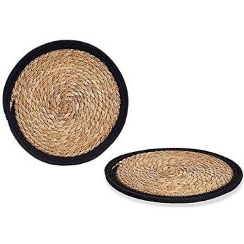 Salvamantel Negro Marrón Natural 30 x 1 x 30 cm (Ø 30 cm)