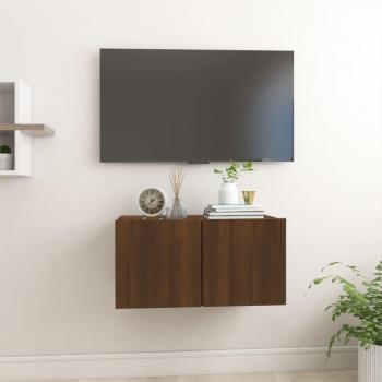 Mueble TV colgante de madera contrachapada en acabado marrón roble, dimensiones 60x30x30 cm