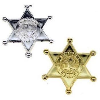 (SINGLE) Cowboy Sherriff Badge Badges - Ideal Party Bag Filler - Dressing up Custome Accessories - 2 Different Colours