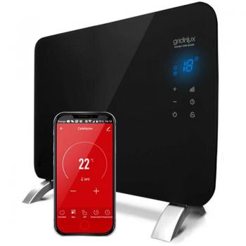 Radiador Eléctrico Convector Cristal 1000W Negro Calefacción WIFI APP Gridinlux
