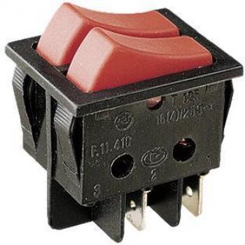 Interruptor Doble Luminoso 2 x 1 Polo Rojo Unipolar con Tecla Tipo Conmutador 16A/250V Faston Electro DH Negro 11.410/ILL/NRR 8430552016839