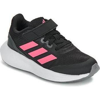 Adidas Runfalcon 3.0 - Zapatillas Running Niños, color negro y rosa, con cierre de cordones elásticos y correa superior, talla 30.5