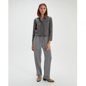 Pantalón ancho de mujer efecto denim con cintura elástica