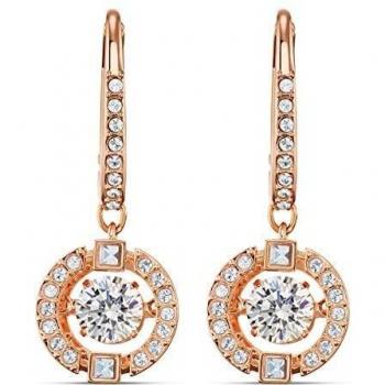 Swarovski Sparkling Dance earrings, Round, White, Rose gold-tone plated