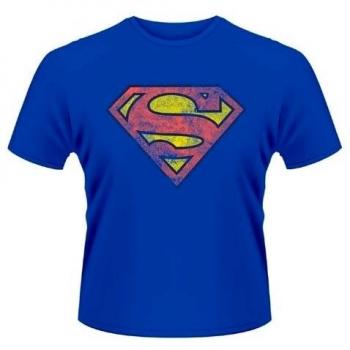 Camiseta Logo Gastado de Superman Azul talla XXL