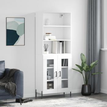 Aparador alto de madera contrachapada blanco 69,5x34x180 cm