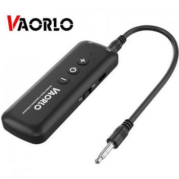 Adaptador Bluetooth 5.0 VAORLO con micrófono, transmisor y receptor 2 en 1 para auriculares y altavoces, adaptador de audio inalámbrico estéreo negro
