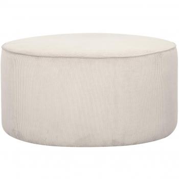 Puf redondo de terciopelo acanalado color crudo 70 cm diámetro Louis