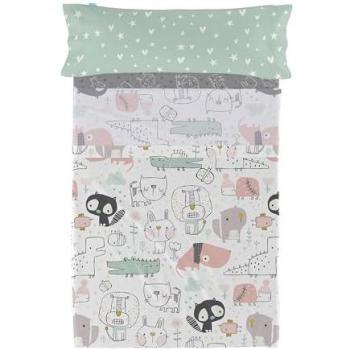 Juego de Sábanas 2 Piezas Multicolor 100% Algodón 150 TC (180x270 cm, Cama 105) - Fabricado en España