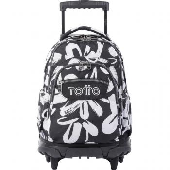 Mochila escolar con ruedas TOTTO Renglones en blanco y negro