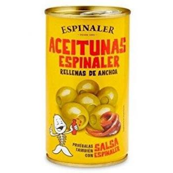 Aceitunas verdes rellena de anchoas de la marca Espinaler