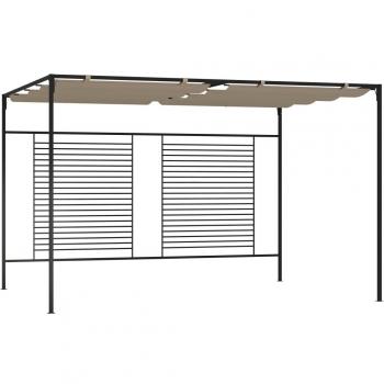 Cenador gris con techo retráctil 3x4x2,3 m 180 g/m²