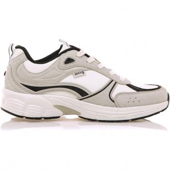 Zapatillas deportivas MTNG mujer daddy gris con cierre de cordones y puntera redonda estilo running con piso de volumen