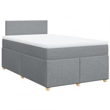 Cama box spring con colchón de muelles en tela gris claro 120x200 cm