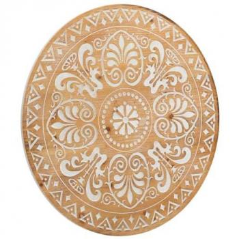 Panel Decorativo de Madera Tallada Marrón 60x0.6x60 cm con 2 Puertas Estilo Romántico