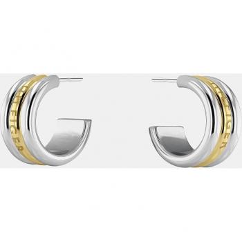 Pendientes Tommy Hilfiger de acero inoxidable con detalle central pavé dorado