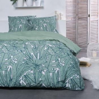 Juego de Cama Doble Sunshine con Estampado Vegetal Verde, 240 x 220 cm, 3 Piezas