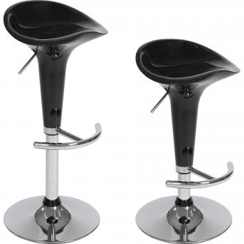 Taburetes de Bar Ajustables PVC Peter - Set de 2 con Base de Cromo
