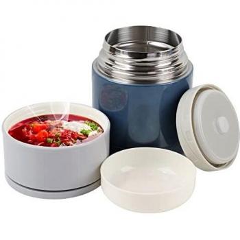 YGJT Termos para Comida Caliente 600ML Contenedor de Comida Aislado Lonchera Frascos Térmicos para Niños/Adultos con Bol Plegable Aislamiento Frío/Calor